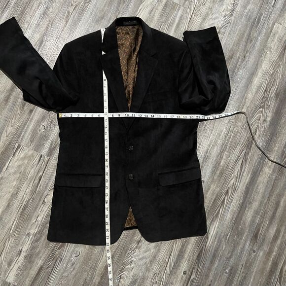 Chaps Black Corduroy Blazer Jacket 42R Paisley Lining Vintage Style - Picture 5 of 7